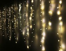 Электрогирлянда "Бахрома роса" мерцающая, тёплые статичные и мигающие холодные белые мини LED-огни (20% флеш), SNOWHOUSE