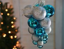 Подвеска-гроздь ИГРА БЛИКОВ, серебряный и лазурный, 30 см, Winter Deco