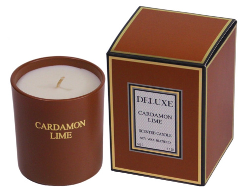 Свеча DELUX AROMA в стеклянном стакане, "Кардамон и лайм", 7х8 см, Kaemingk