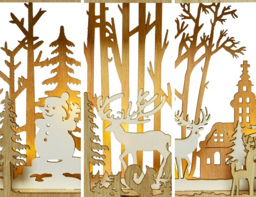 Светящаяся декорация "Лесной уют - церквушка", 4 тёплых белых LED-огня, 4x10x15 см, таймер, батарейки, Kaemingk фото 3