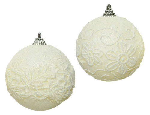Набор ёлочных шаров ФРИВОЛИТЕ, фомиаран, белый, 8 см (12 шт.), Kaemingk (Decoris) фото 2
