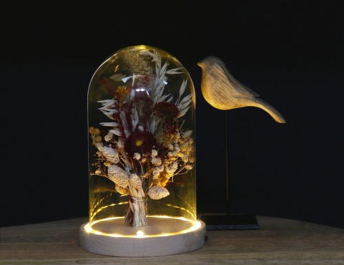 Стеклянный клош на деревянной подставке СВЕТ ВОЛШЕБСТВА для декоративных композиций, с подсветкой, 21.5 см, 4 SEASONS фото 4