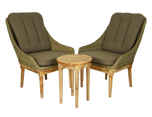 Комплект дачной мебели "Канны" (2 кресла, столик), искусственный ротанг, Kaemingk