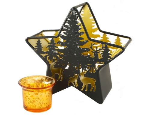 Новогодний подсвечник под чайную свечу "Звезда сиерво", металл, чёрный, 18х8х17 см, Boltze фото 2