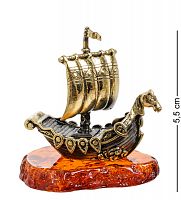 AM-1560 Фигурка "Корабль Ладья славянская" (латунь, янтарь)