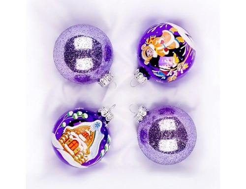 Набор стеклянных шаров МГНОВЕНИЕ фиолетовый, 4*62 мм, Елочка фото 2