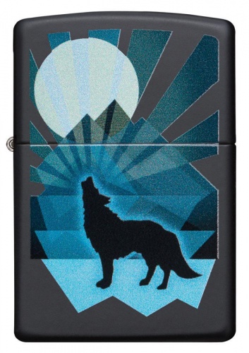 Зажигалка Zippo Wolf and Moon Desi с покрытием Black Matte, латунь/сталь, чёрная, матовая, 36x12x56 фото 3