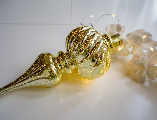 Светящееся ёлочное украшение "Антуаннэт", пластик, золотое, 10 LED-огней, 26 см, батарейки, Peha Magic фото 4