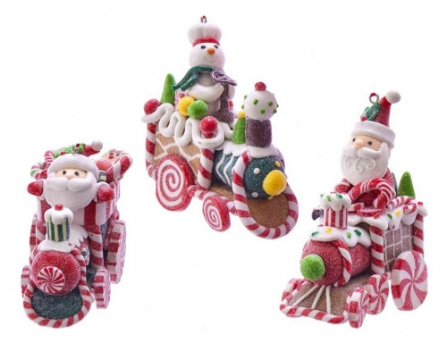 Ёлочная игрушка "Пряничный новогодний паровозик", 8.9 см, разные модели, Kurts Adler