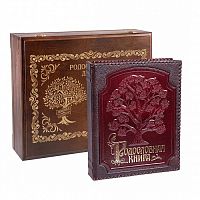 Подарочная Родословная Книга "Изысканная" с Гравировкой из Кожи и Дерева