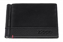 Зажим для денег Zippo с защитой от сканирования RFID, цвет чёрный, натуральная кожа, 11x1x8,2 см