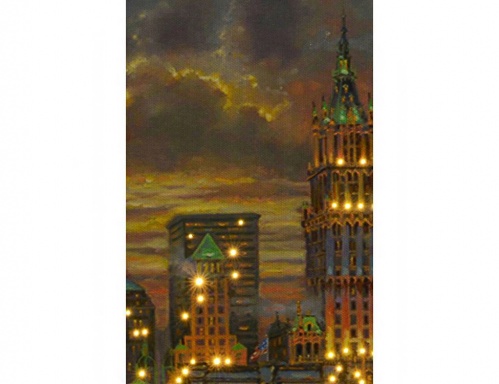 Светящееся оптико-волоконное настенное панно "Нью йорк - бруклин", 38x58 см, батарейки, Kaemingk фото 3