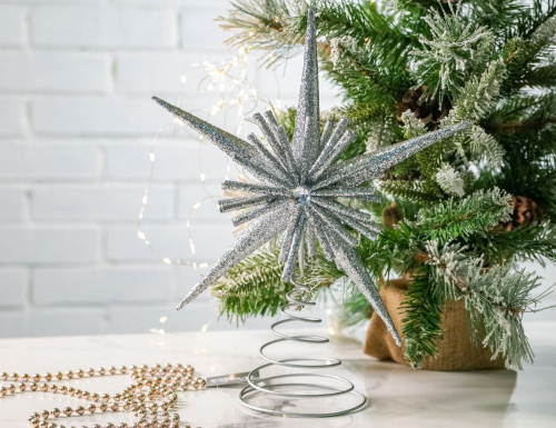 Ёлочная верхушка ЗВЕЗДА СИЛВЕР ФЛЕШ, пластик, 23 см, Winter Deco