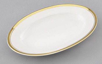 Блюдо Leander, овальное для гарнира 22 см, фарфор, белый, золотой