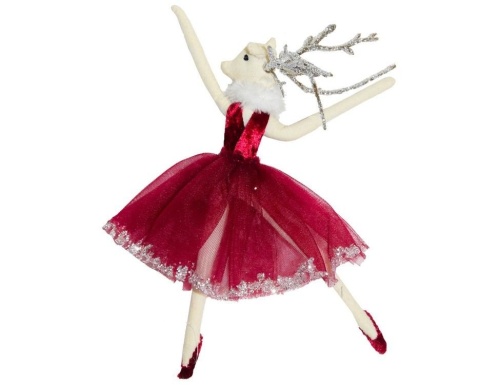 Кукла на ёлку "Олениха балерина" танцующая, текстиль, 27 см., Due Esse Christmas фото 2