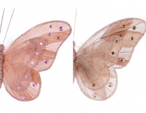 Бабочка "Чарующая нежность" на клипсе, перо, 22x16 см, разные модели, Kaemingk фото 2
