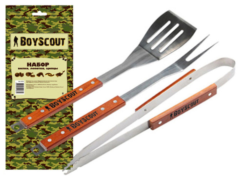 Набор для гриля Boyscout 61318 (вилка,лопатка,щипцы) фото 5