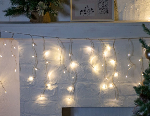 Светодиодная гирлянда длинная БАХРОМА ICICLE, 1000 тёплых белых LED-огней, 25х0.5+1.5 м, коннектор, прозрачный ПВХ, уличная, SNOWHOUSE фото 2
