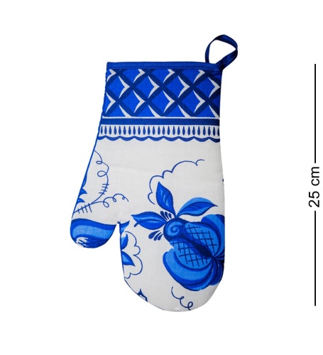 ТК-242 Набор 4 пр. «Фартук, рукавица, прихватка, полотенце» (лен, бело синий) фото 6