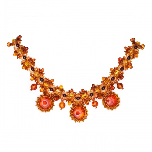 Комплект из натурального янтаря: ожерелье, браслет, 11057-2, 20922-2 фото 4