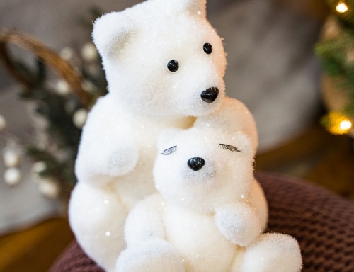 Фигура под ёлку "Медведица с медвежонком", белая, 28 см, Koopman International фото 2