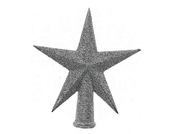 Елочная верхушка "Звезда делюкс"  малая, пластик, глиттер, серебряная,13 см, Kaemingk