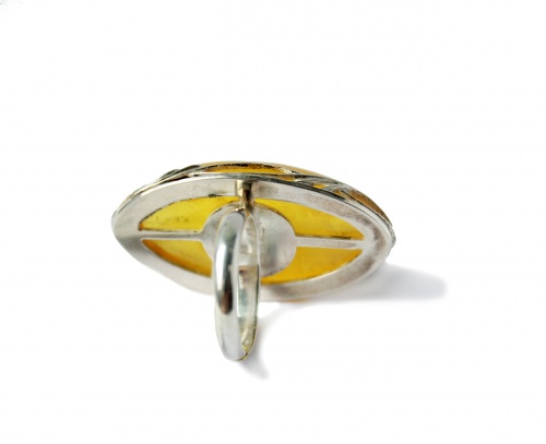 Роскошное кольцо из натурального балтийского янтаря и серебра, 200-10,9 фото 4