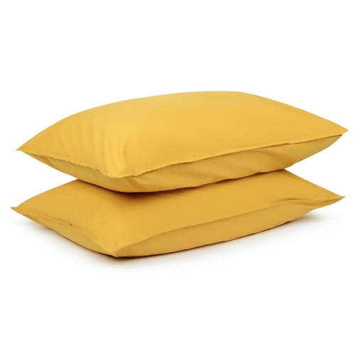 Комплект постельного белья двуспальный горчичного цвета из органического стираного хлопка из коллекции essential фото 2