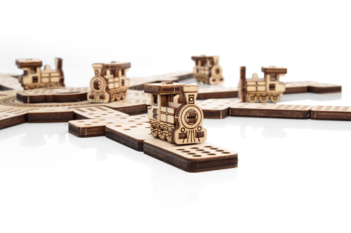 Сборная деревянная настольная игра 3D EWA Домино Мексиканский поезд фото 9