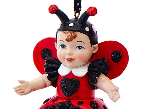 Ёлочная игрушка МАЛЫШКА - БОЖЬЯ КОРОВКА сидящая, полистоун, 6.5 см, Kurts Adler фото 3