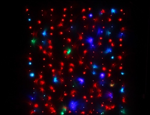 Светодиодный занавес "Хамелеон", 200 RGB LED, 1.5х2+1.5 м, коннектор, прозрачный провод, уличная, Rich LED