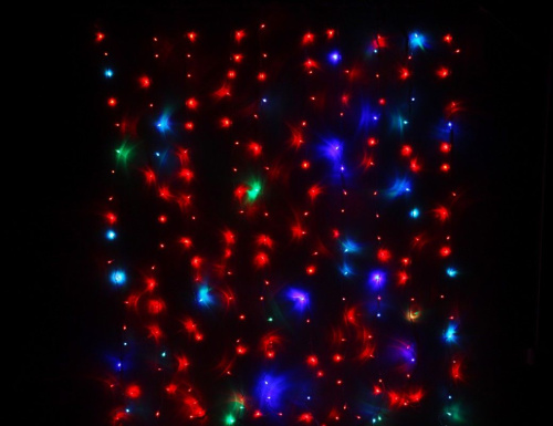 Светодиодный занавес "Хамелеон", 200 RGB LED, 1.5х2+1.5 м, коннектор, прозрачный провод, уличная, Rich LED