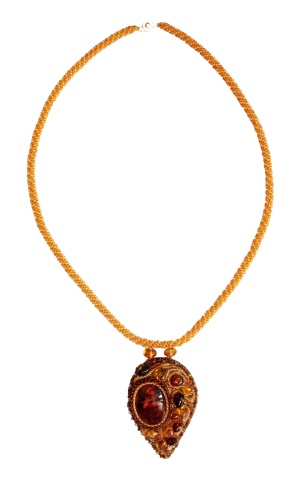 Необычный комплект из балтийского янтаря, бисера и натуральной кожи: браслет, серьги, 20938,40856 фото 3