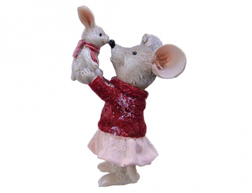 Ёлочная игрушка "Мышка и зайчонок", полистоун, 10 см, Kaemingk