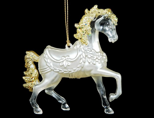 Ёлочное украшение "Лошадка", серебристая с золотом, 12 см, Forest Market