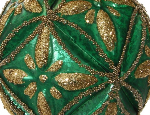 Набор стеклянных ёлочных шаров "Джафит", стекло, зелёный, (4 шт.), SHISHI фото 2