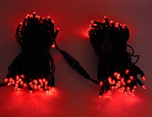 Электрогирлянда "Нить экспо" 120 красных LED ламп, 20м, коннектор, уличная, черный каучуковый кабель, (система ЭКСПО), ЦАРЬ ЕЛКА фото 2