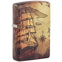 Зажигалка Zippo Pirate Ship с покрытием White Matte, белая, матовая, 38x13x57 мм