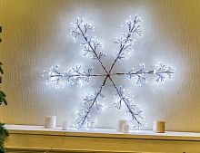 Подвесная светящаяся снежинка ВОЛШЕБНЫЕ КИСТОЧКИ мерцающая, серебряная, LED-огни, уличная, Kaemingk (Lumineo)