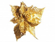 Пуансеттия "Ажурная искристая", золотая, 17 см, Holiday Classics