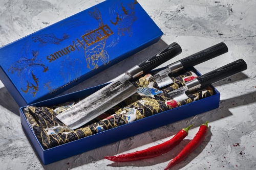 Набор из 3 кухонных ножей Samura Super 5, VG-10 5 слоев, микарта фото 4