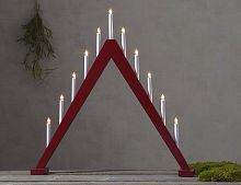 Декоративный светильник-горка TRILL, деревянный, красный, 11 тёплых белых ламп, 79х78 см, STAR trading