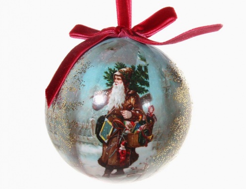 Елочный шар из папье-маше Щедрый Санта (ShiShi) фото 2