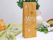 Подарочный пакет для бутылки ЗОЛОТОЕ РОЖДЕСТВО: ПОЗДРАВЛЕНИЕ, 36х13 см, Koopman International