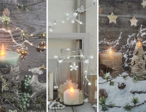Светящееся панно "Ипровизация со свечами -" HOME, 3 экстра-тёплых белых LED-огня, 28х38 см, батарейки, Kaemingk фото 3