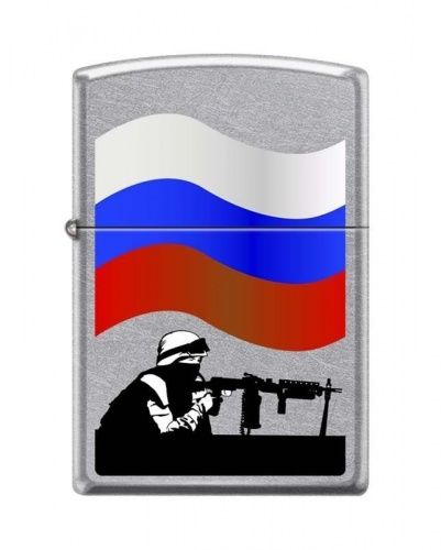 Зажигалка ZIPPO Защитник Отечества, латунь/сталь с покрытием Street Chrome™, серебристая, 36x12x56мм, 207 RUSSIAN SOLDIER