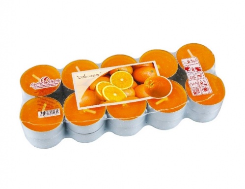 Набор ароматических свечей "Апельсин", 3.8х1.6 см (упаковка 20 шт.), Омский Свечной