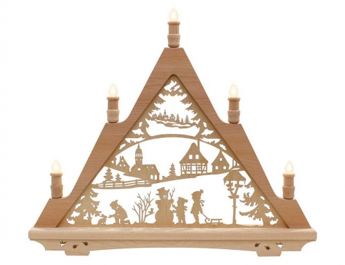 Новогодний светильник горка "Уютная зима", дерево, 5 прозрачных ламп,  57х49 см, Sigro