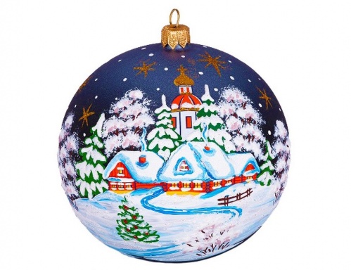 Елочный шар "Рождественская ночь" синий, 115 мм, Елочка