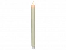 Электрическая свеча "Столовая", кремовая, тёплый белый LED-огонь колышущийся, 2.2x30 см, батарейки, таймер, Kaemingk